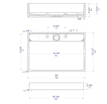 ALFI brand  ABRS2014 20" x 14" White Matte Solid Surface Resin Sink