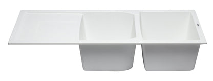 ALFI brand AB4620DI 46" Double Bowl Granite Composite Kitchen Sink with Drainboard