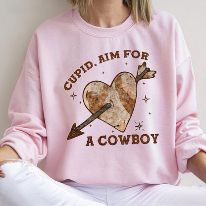 Cupid Aim For A Cowboy, Heart, Western, Country, Sweatshirt, Valentine's Day