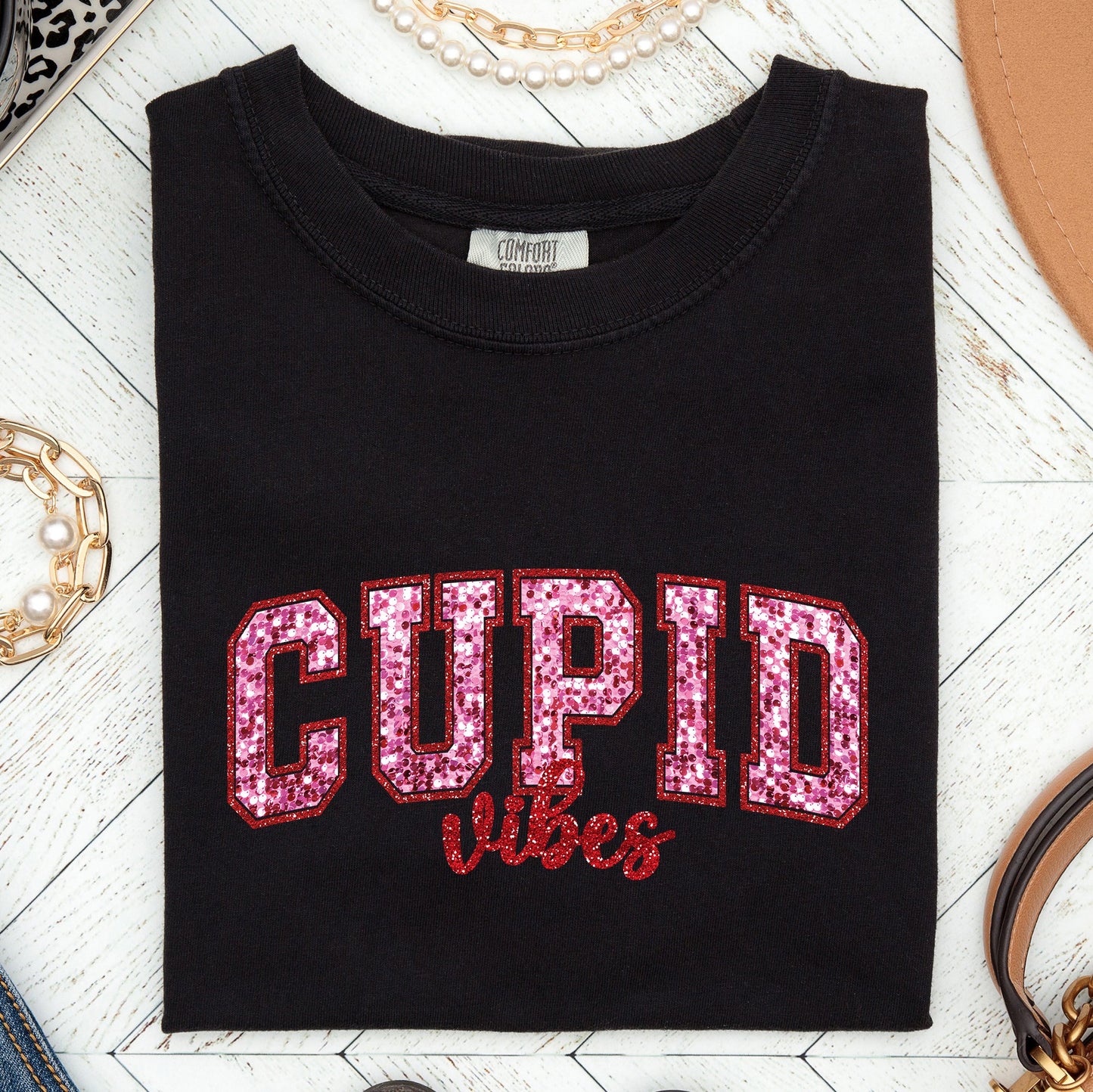 Cupid Vibes, Collegiate, Love, Comfort Colors Tshirt, Valentine's Day