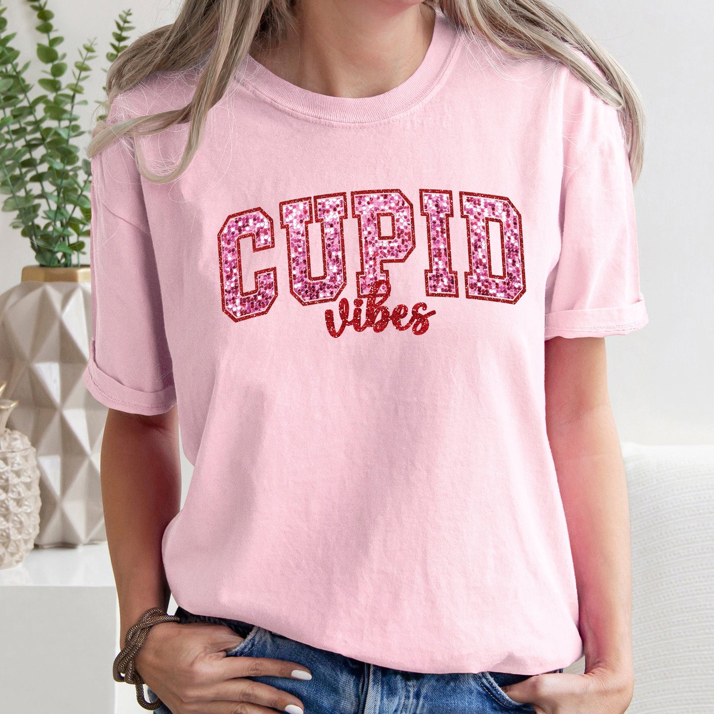 Cupid Vibes, Collegiate, Love, Comfort Colors Tshirt, Valentine's Day