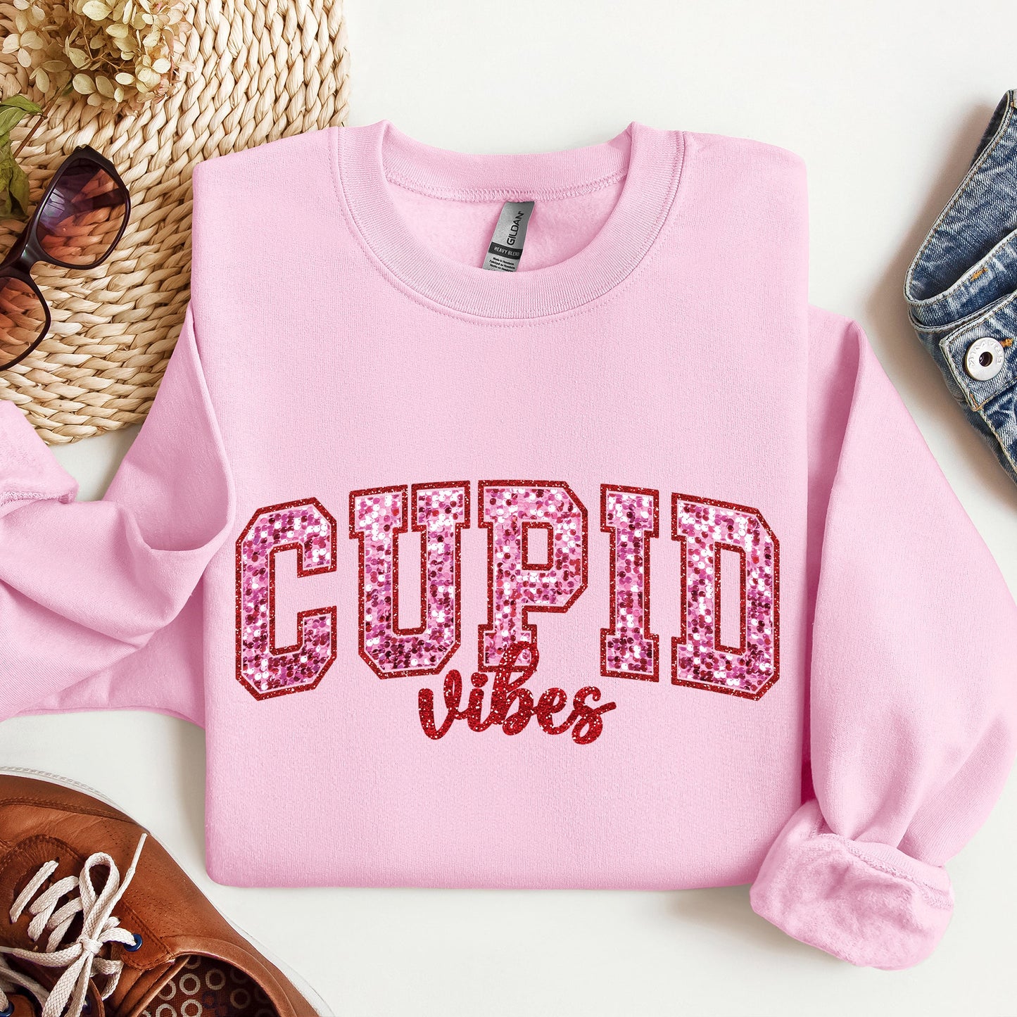 Cupid Vibes, Collegiate, Love, Sweatshirt, Valentine's Day