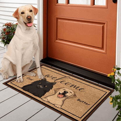 Custom Pet Welcome Doormat - Personalized Gift for Birthday, Housewarming, Homeowner, Friend, Dog/Cat Lover, Owner