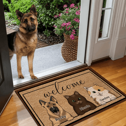 Custom Pet Welcome Doormat - Personalized Gift for Birthday, Housewarming, Homeowner, Friend, Dog/Cat Lover, Owner