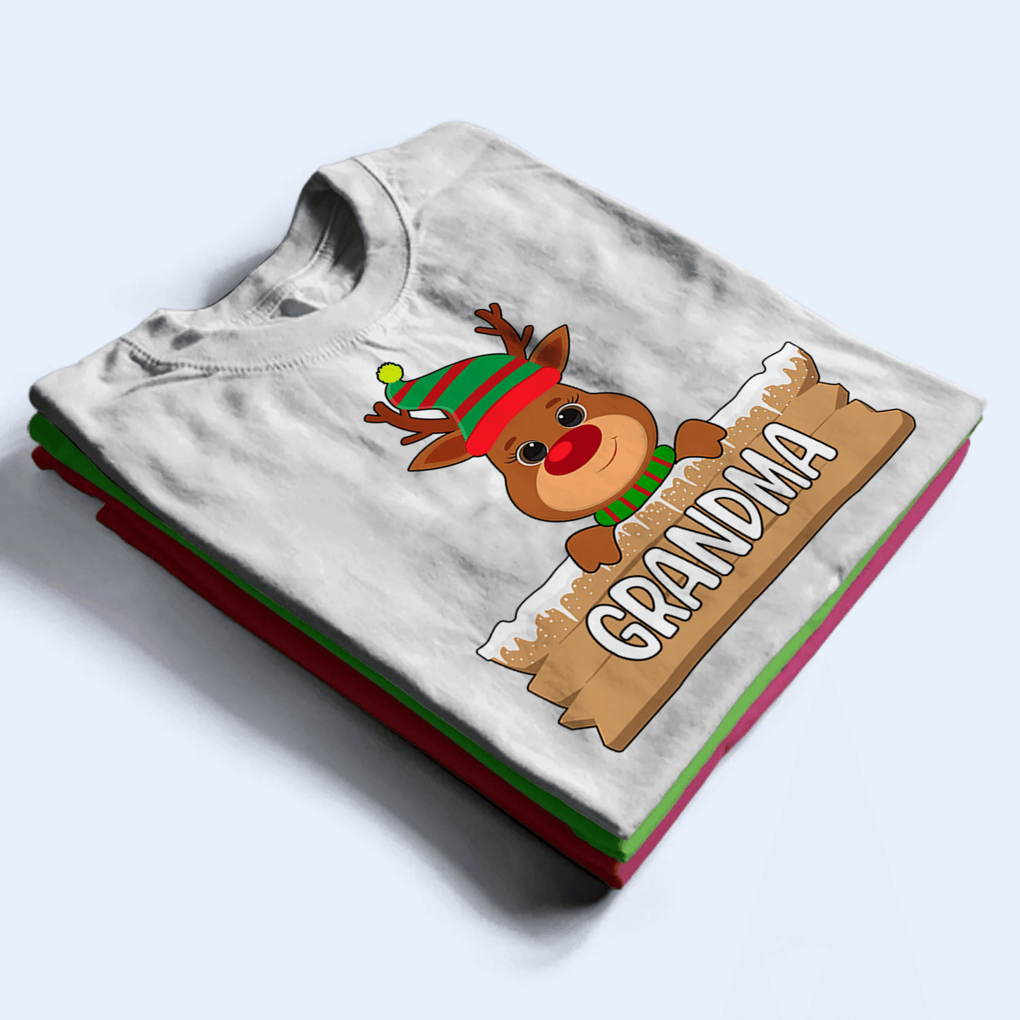 Cute Reindeer Christmas - Personalized Custom T Shirt - Birthday, Loving, Funny Gift for Grandma/Nana/Mimi, Mom, Wife, Grandparent