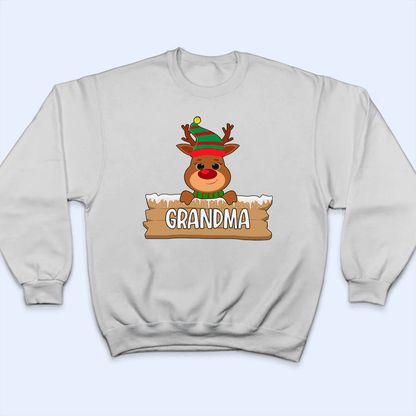 Cute Reindeer Christmas - Personalized Custom T Shirt - Birthday, Loving, Funny Gift for Grandma/Nana/Mimi, Mom, Wife, Grandparent