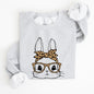 Cute Bunny, Glasses, Leopard Bandana, Easter, Hipster Sweatshirt