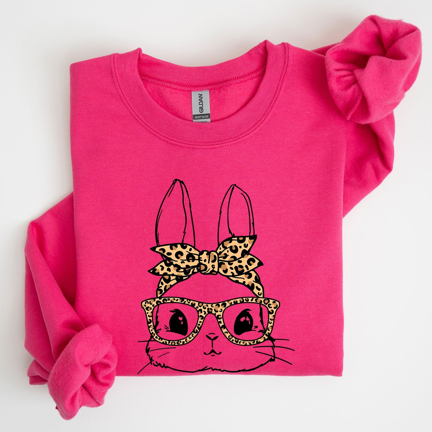 Cute Bunny, Glasses, Leopard Bandana, Easter, Hipster Sweatshirt