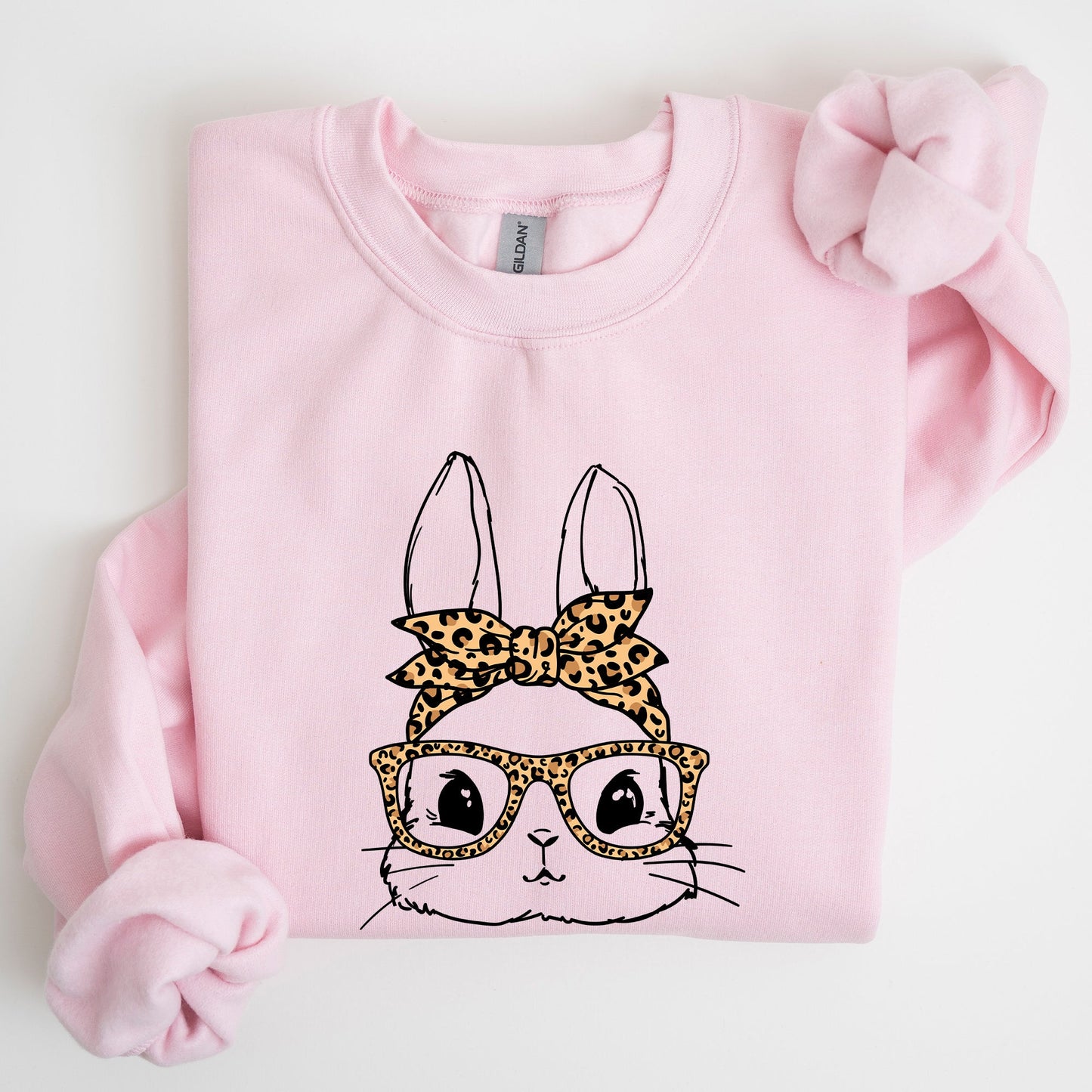 Cute Bunny, Glasses, Leopard Bandana, Easter, Hipster Sweatshirt