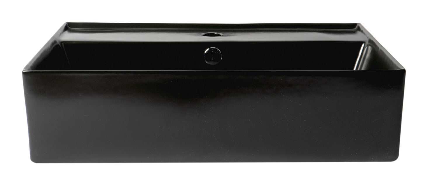 ALFI brand ABC901 24" Modern Rectangular Above Mount Ceramic Sink with Faucet Hole
