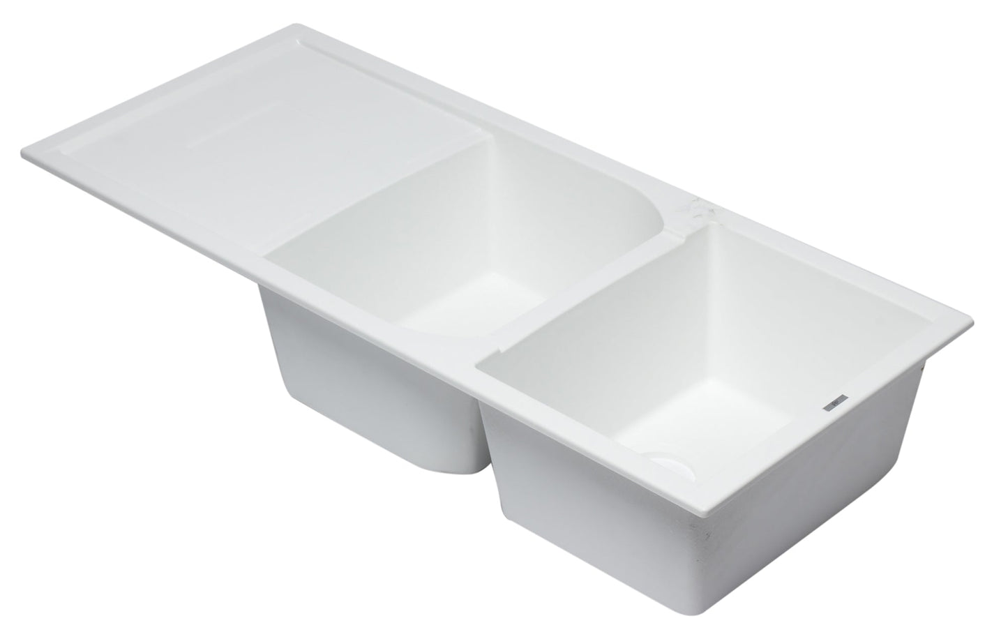 ALFI brand AB4620DI 46" Double Bowl Granite Composite Kitchen Sink with Drainboard