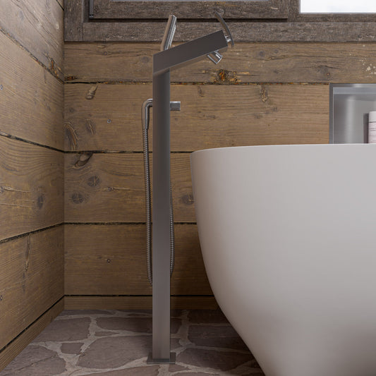 ALFI brand AB2728 Floor Mounted Tub Filler + Mixer /w additional Hand Held Shower Head