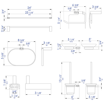 ALFI brand AB9503 6 Piece Matching Bathroom Accessory Set