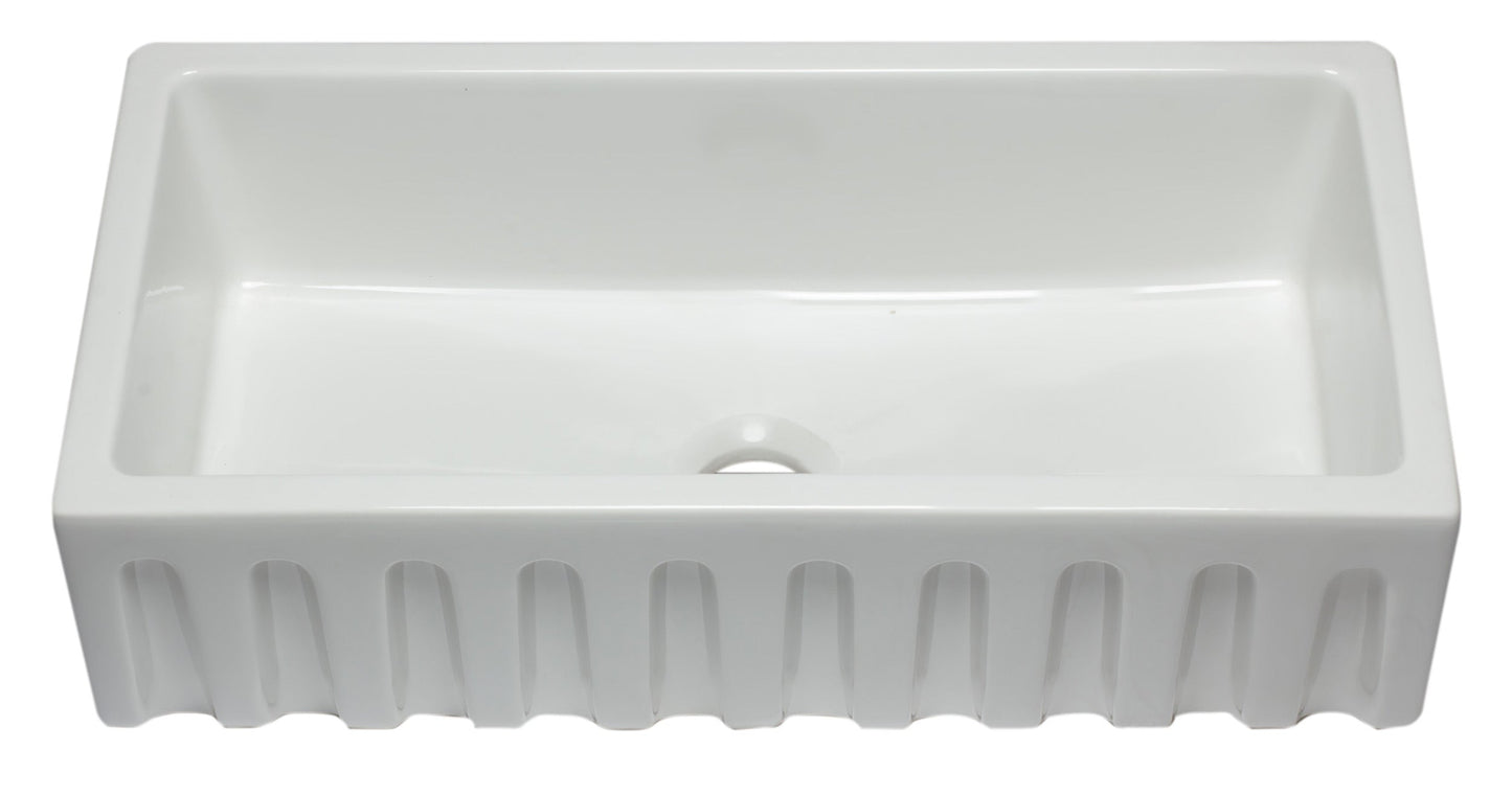 ALFI brand AB3618HS Reversible Smooth / Fluted Single Bowl Fireclay Farm Sink