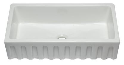 ALFI brand AB3618HS Reversible Smooth / Fluted Single Bowl Fireclay Farm Sink