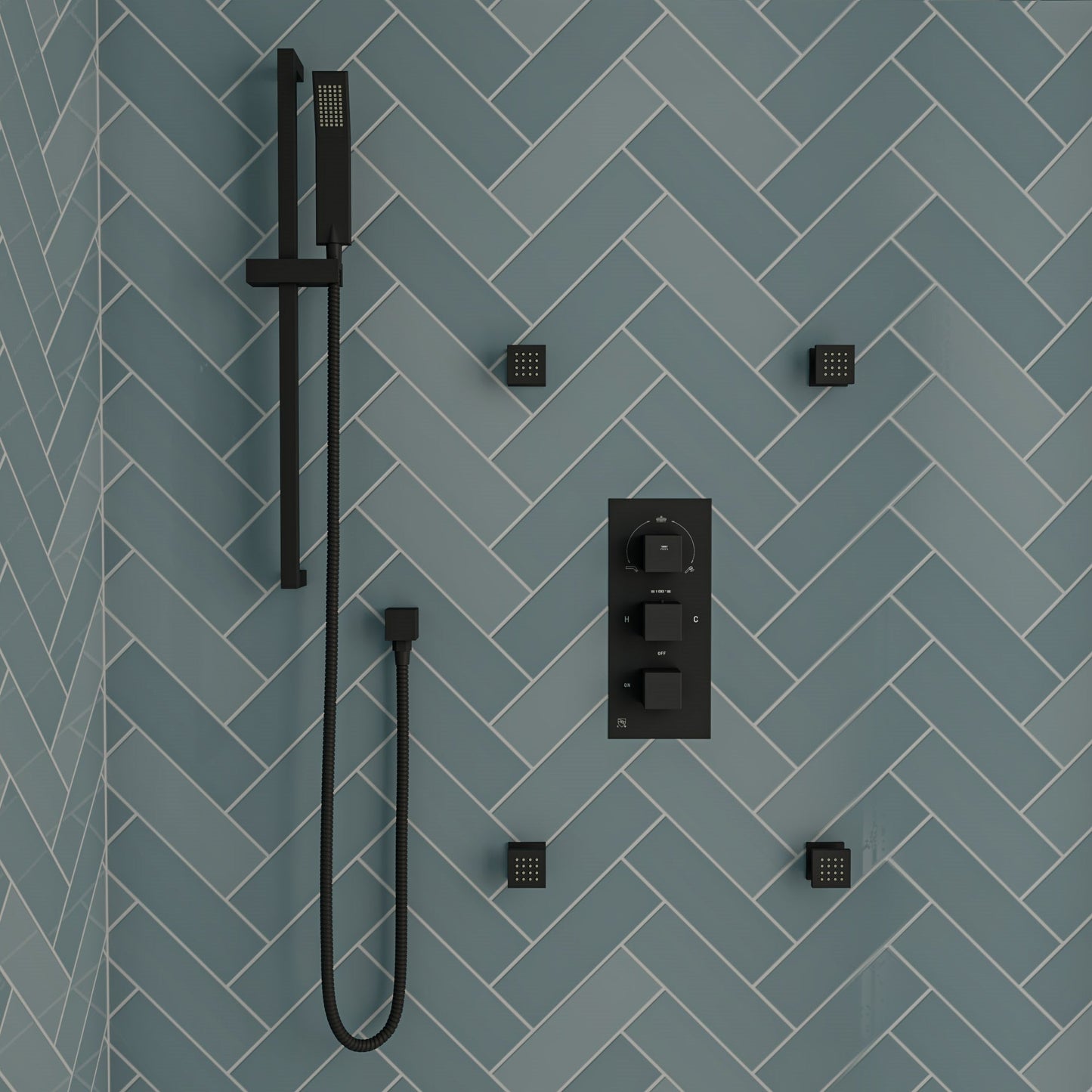 ALFI brand AB7606 Square Sliding Rail Hand Shower Set