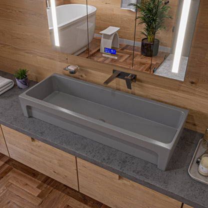 ALFI brand  AB48TRGM 48" Grey Matte Above Mount Fireclay Bathroom Trough Sink