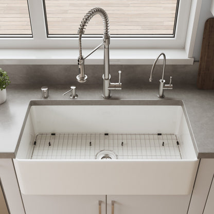ALFI brand ABF3618 Smooth Apron 36" x 18" Single Bowl Fireclay Farm Sink