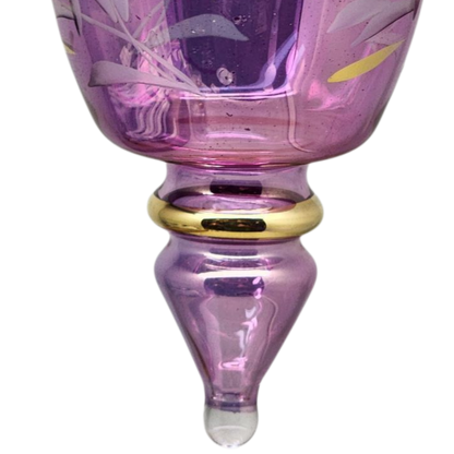 Double Pointed Blown Glass Box Ornament - Purple