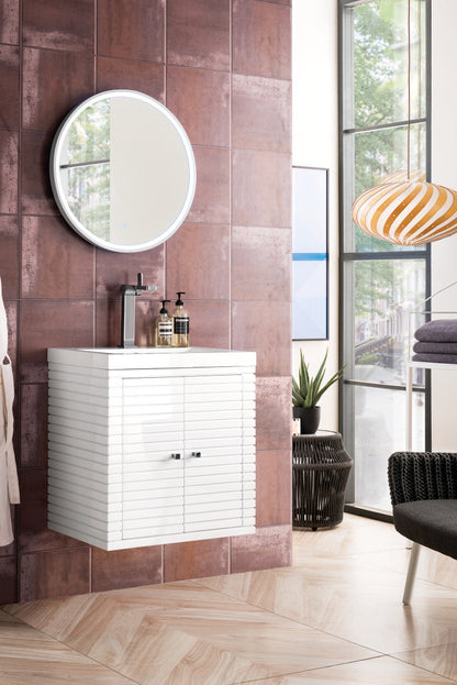Linden 24" Single Vanity with White Glossy Composite Stone Top
