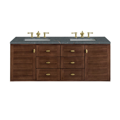 Amberly 60" Double Vanity Cabinet, Mid-Century Walnut