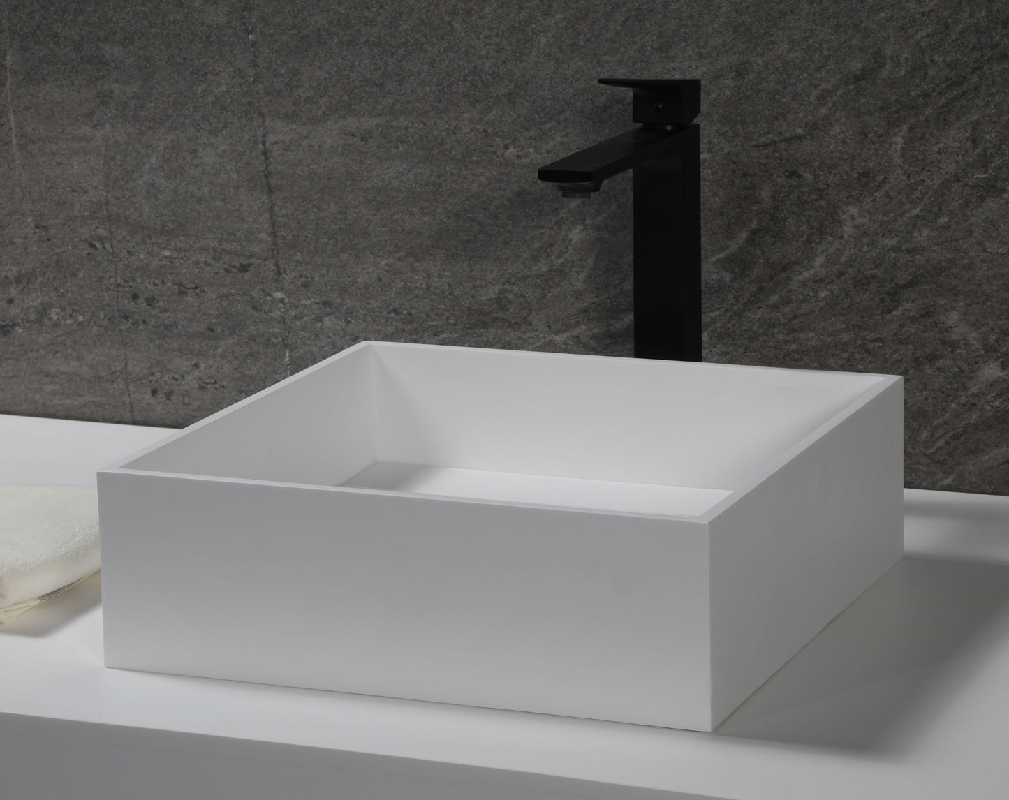 ALFI brand  ABRS14S 14" Square White Matte Solid Surface Resin Sink