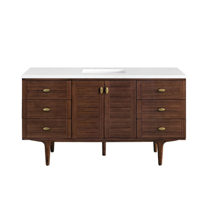 Amberly 60" Single Vanity Cabinet, Mid-Century Walnut