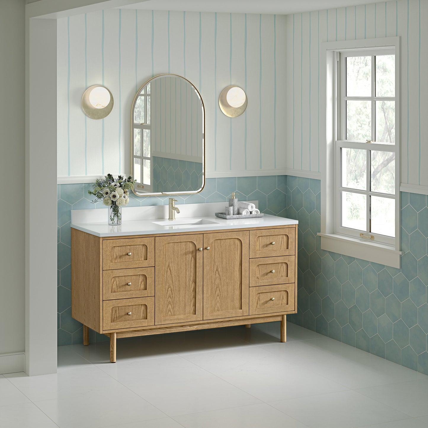 Laurent 60" Single Vanity, Light Natural Oak