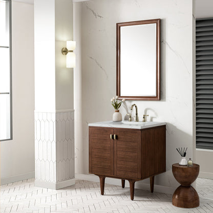 Amberly 30" Single Vanity Cabinet, Mid-Century Walnut