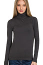 Zenana Premium Microfiber Mock Neck Top in Black