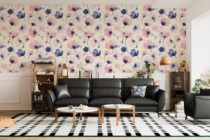 Whispering Blooms Watercolor Mural