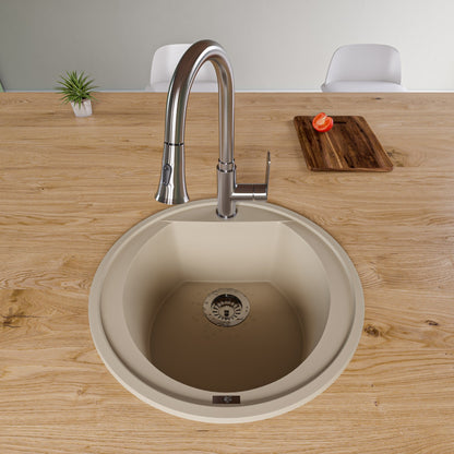 ALFI brand AB2020DI 20" Drop-In Round Granite Composite Kitchen Prep Sink