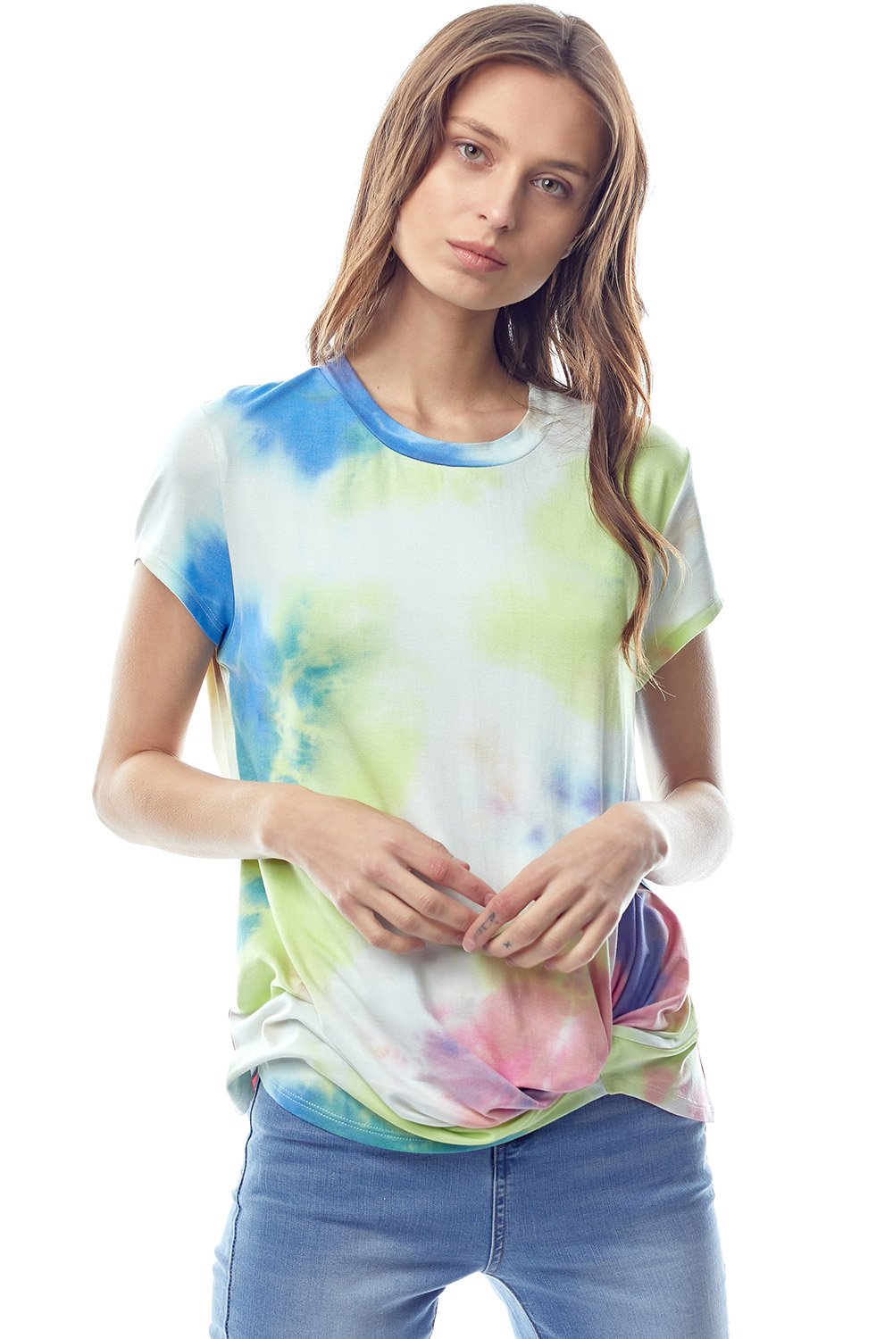 Tie-Dye Twist Front Short Sleeve Top | Apparel | Kitchen + Metal