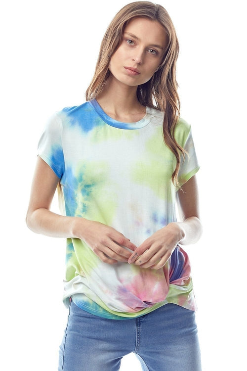 Tie-Dye Twist Front Short Sleeve Top | Apparel | Kitchen + Metal