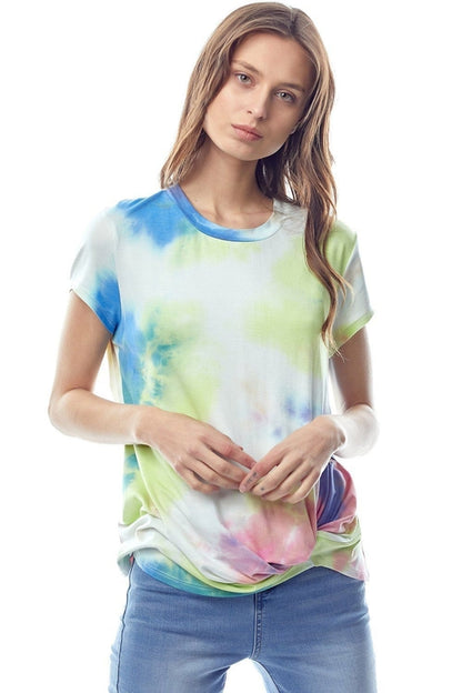 Tie-Dye Twist Front Short Sleeve Top | Apparel | Kitchen + Metal