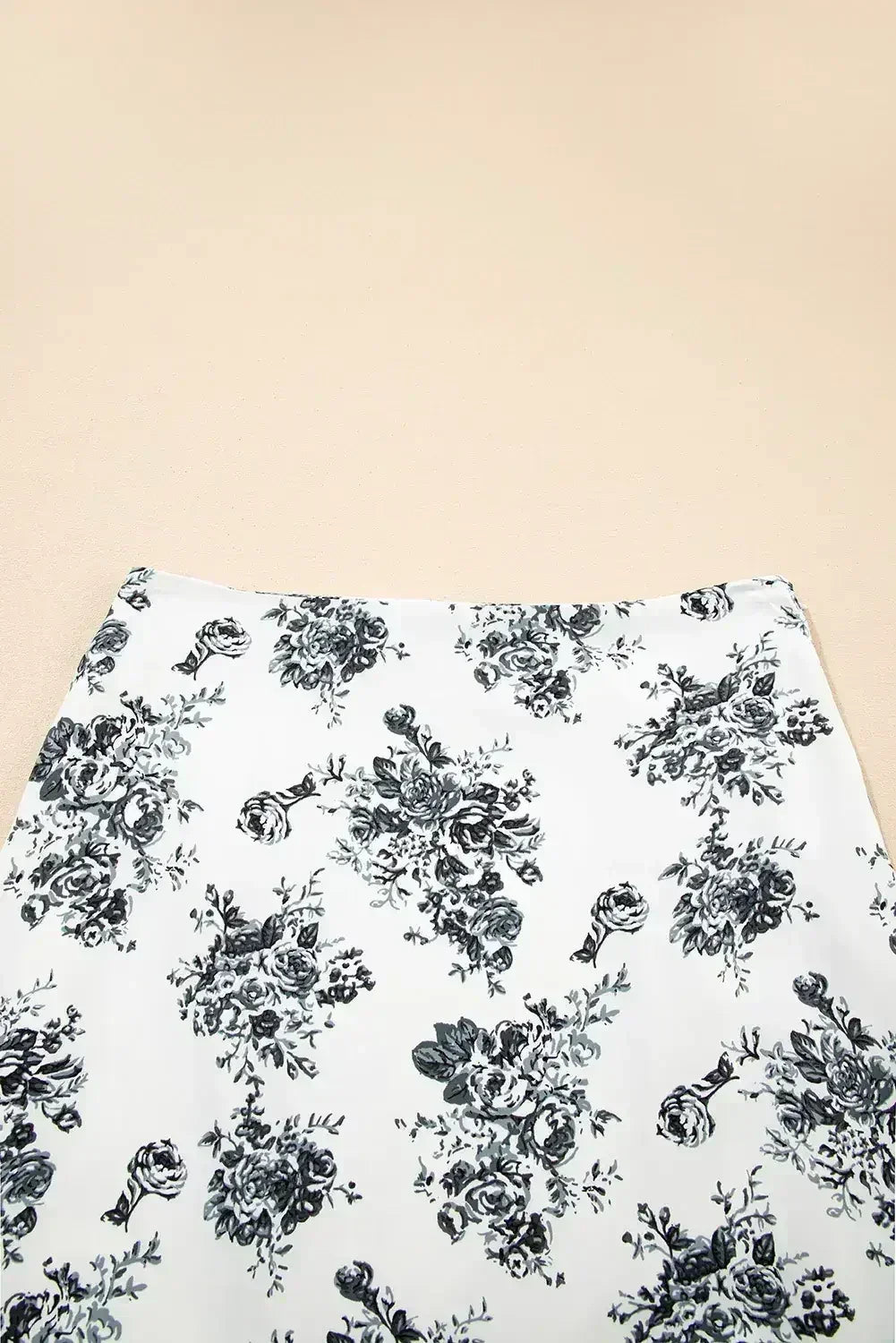 Sky Blue Boho Floral High Waist Ruffle Split Maxi Skirt