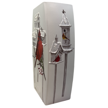 Cardinal Birdhouses Prelit Glass Vase - 1 Cardinal