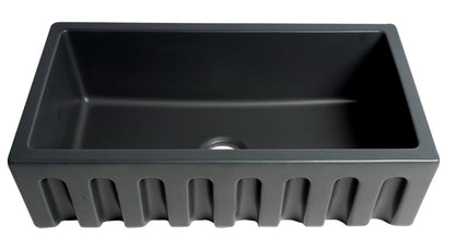 ALFI brand AB3318HS 33" x 18" Reversible Fluted / Smooth Fireclay Farm Sink