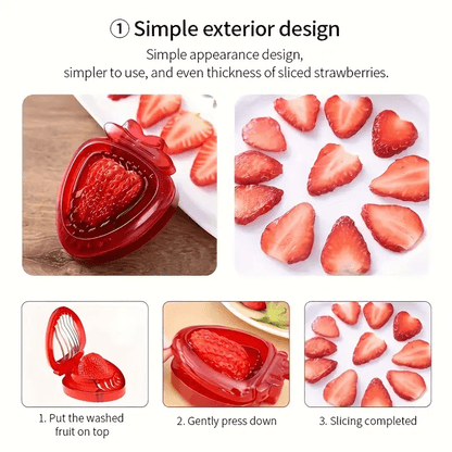 2-in-1 Strawberry Slicer & Stem Remover – Easy Kitchen Fruit Tool for Slicing, Coring & Peeling Berries, Melons & More