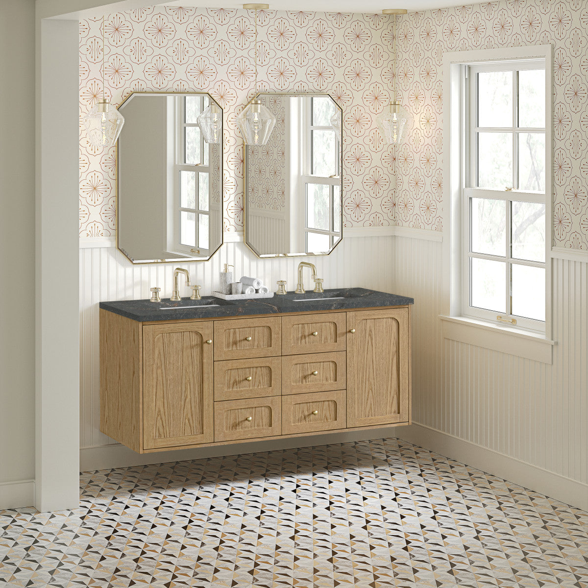 Laurent 60" Double Vanity, Light Natural Oak