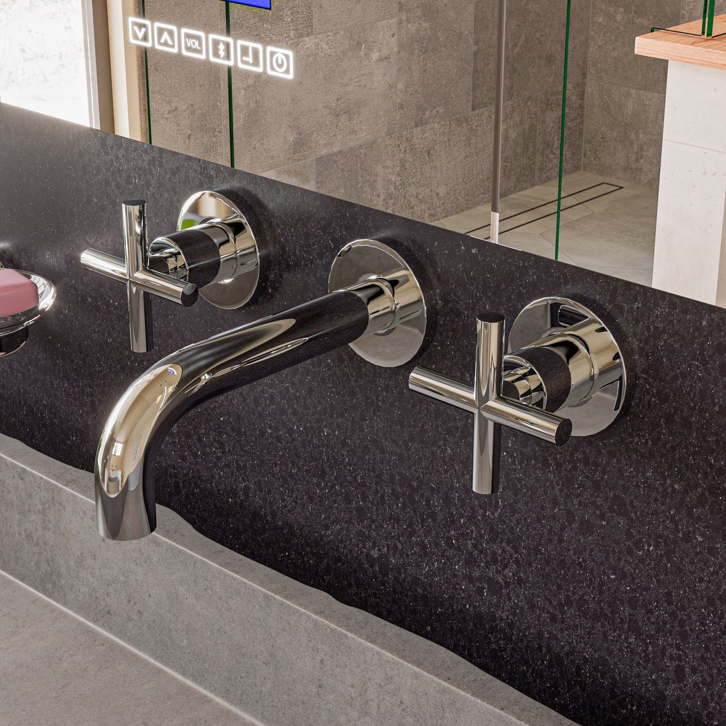 ALFI brand AB1035 8" Widespread Wall-Mounted Cross Handle Faucet