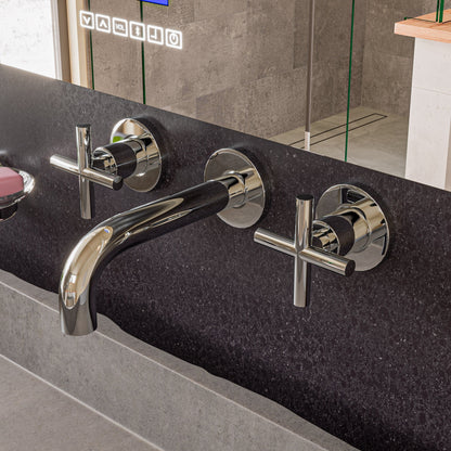 ALFI brand AB1035 8" Widespread Wall-Mounted Cross Handle Faucet