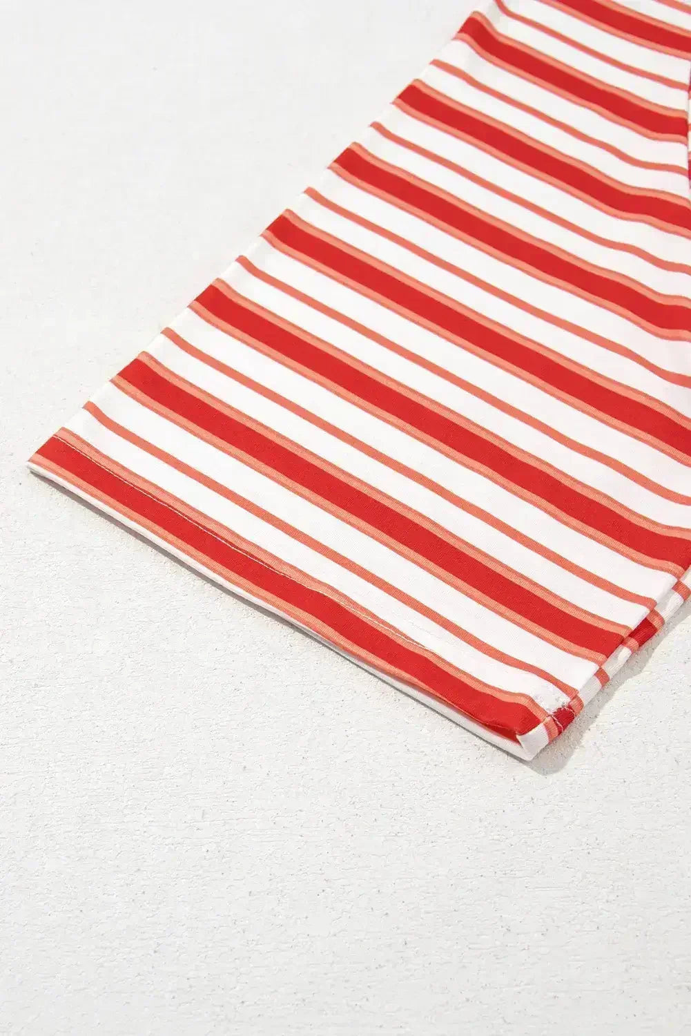 Tomato Red Striped Raglan Sleeve Contrast Neck T-Shirt