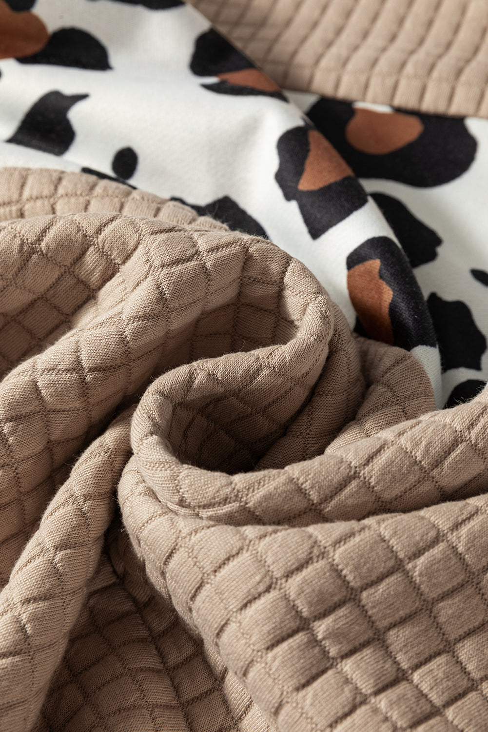 Parchment Leopard Quilted Patchwork Pullover women's r Sweatshirt