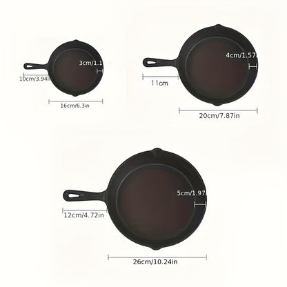 Versatile PreSeasoned Cast Iron Skillet Set of 3