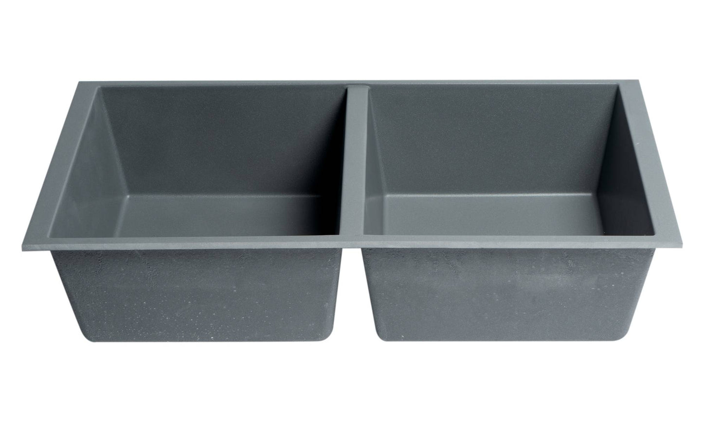 ALFI brand AB3420UM 34" Undermount Double Bowl Granite Composite Kitchen Sink
