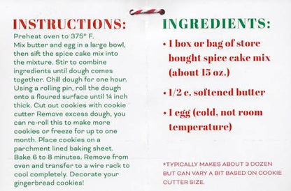 Metal Cookie Cutter with Recipe - Gingerbread Man
