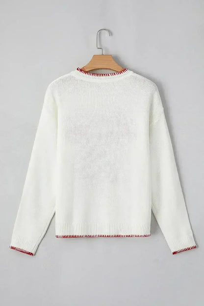 Pink Sweet Bow Drop Sleeve Round Neck Sweater