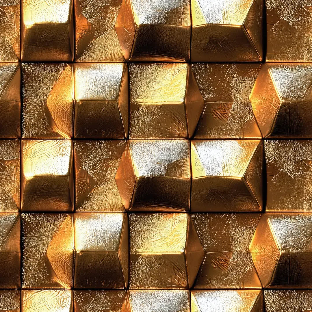 Gilded Facet Geometric Wall