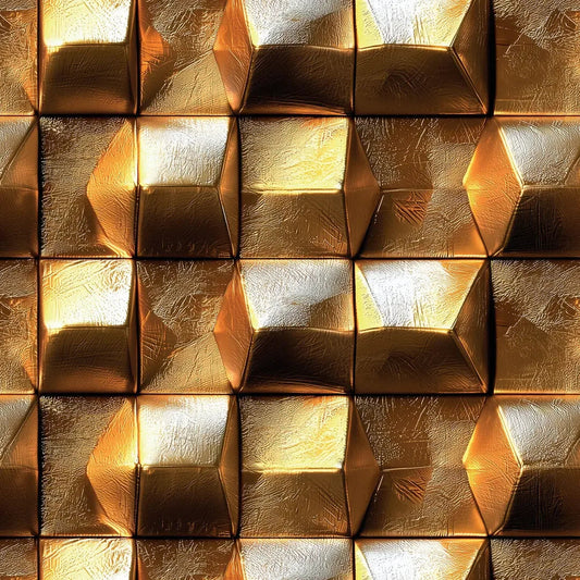 Gilded Facet Geometric Wall